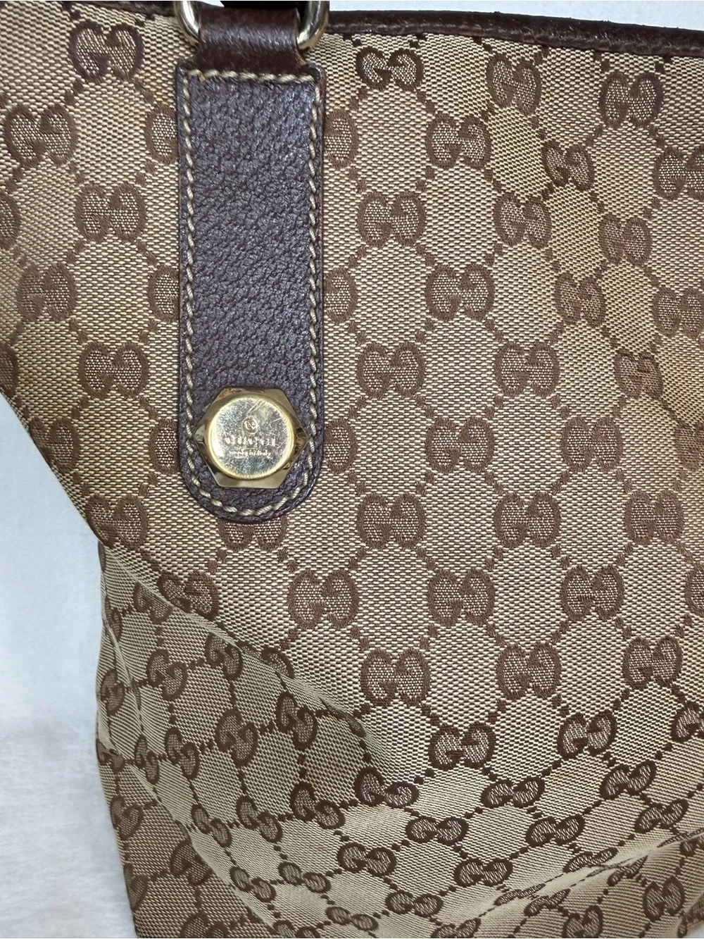 Gucci Beige and Dark Brown GG Canvas Tote